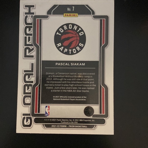 Pascal Siakam - 2021-22 panini Prizm basketball #7 - Picture 2 of 2